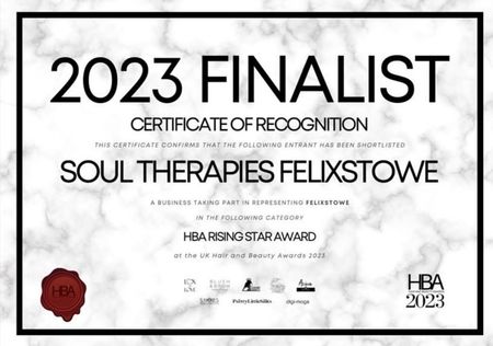 UK Hair and Beauty Awards 2023 certificate: Rising Star Award Finalist
